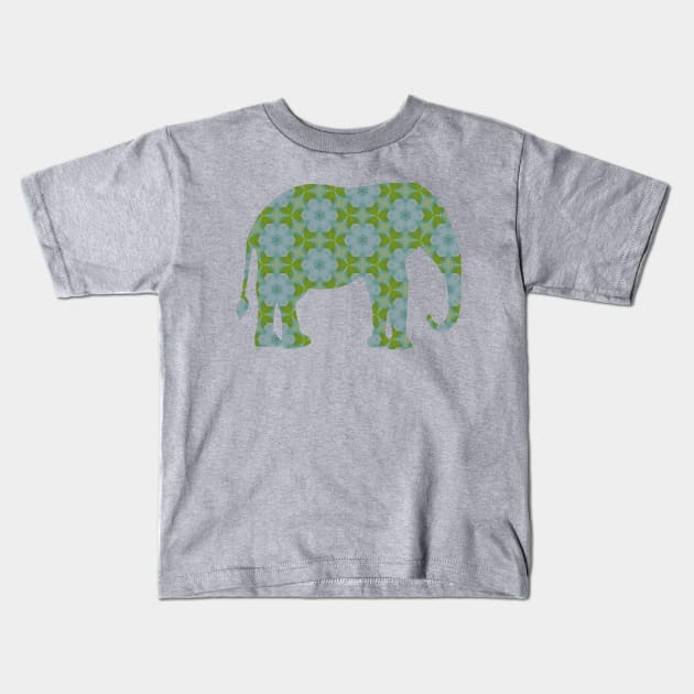 Floral Wild Elephant Kids T-Shirt by LangleyDesigns